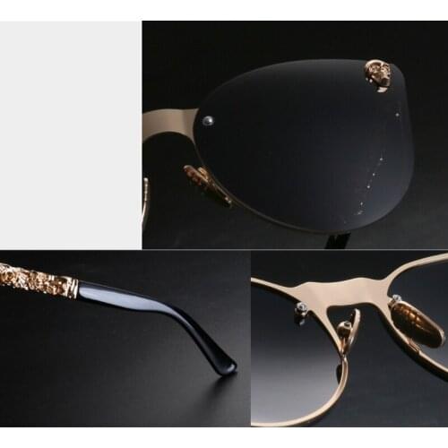 Skull Women Eye Sunglasses Vintage Oversized Rimless Mirror Cateye Eyewear 2XPC