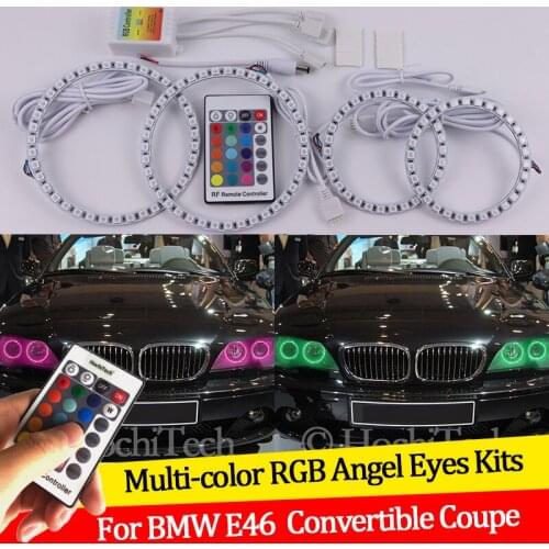For BMW E46 325ci 330ci Convertible Coupe 2004 2005 2006 16 colors RGB Angel Eyes LED Halo Rings RF Wireless Control DRL