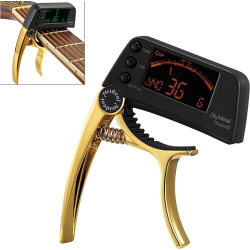 Guitar Tuner Capo 2 IN 1 Large LCD Screen Zinc Alloy Guitar Capo for Guitar Bass Chromatic Acoustic Guitar Parts Accessories