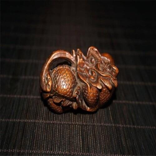 The dragon head of boxwood carving collects wood carving ornaments