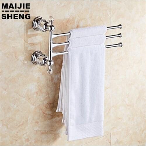 Crystal chrome Bathroom Revolve Towel Bar crystal Brass pecs Tiers Bath Towel Holder Rack