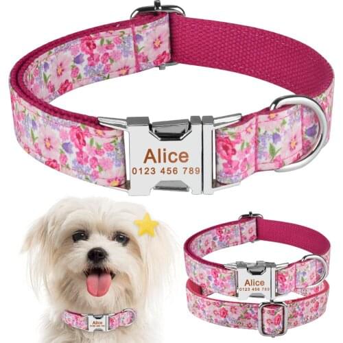 Custom Free Engraved Name Dogs Collars Personalized Adjustable Nylon Collar Pet Cat Dog Collars Puppy Medium Large Dogs ID Tag
