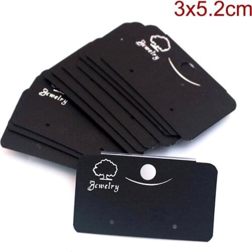 Customized Logo Jewelry Card Plastic PVC Paper Stud Earrings Packaging Card Jewelry Display Card Tags 100pcs Black Earring Card