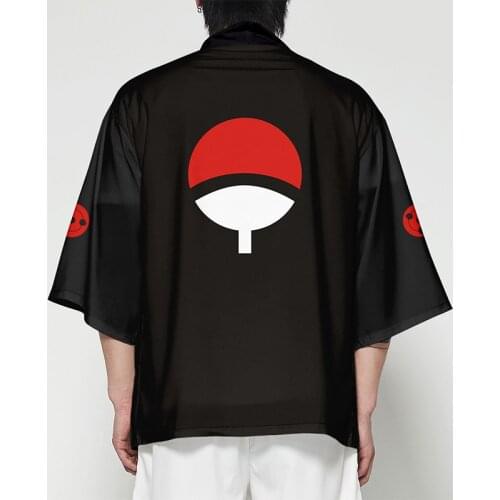 Harajuku Akatsuki Kimonos Woman Japanese Kimono Cardigan Unisex Anime Shirt Printed Uchiha Haori Cosplay Costume Long Sleeve