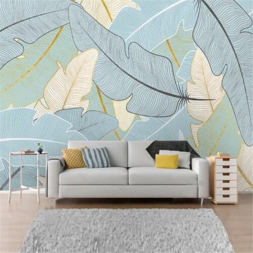 Milofi manufacturers custom 3D wallpaper mural Nordic abstract hand-painted lines small fresh bedroom background wall