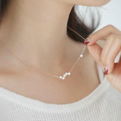 Fashion Silver Color Long Crystal Star Necklaces For Women Gift Korean Choker Necklace Boho Wedding Jewelry Collar