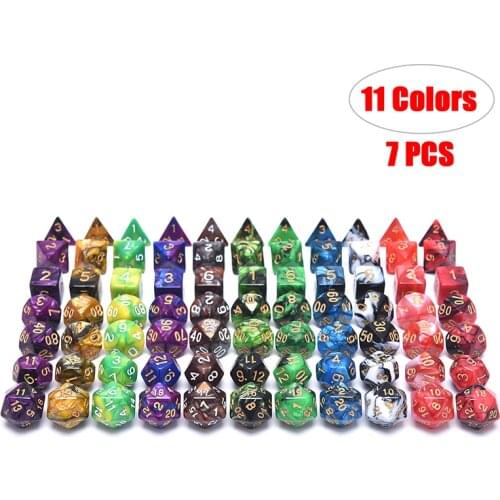 7pcs/lot Resin Polyhedral Digital Dice Sets D4 D6 D8 D10 D12 D20 RPG DND Funny Multifaceted Dice Table Board Game Dices Bag