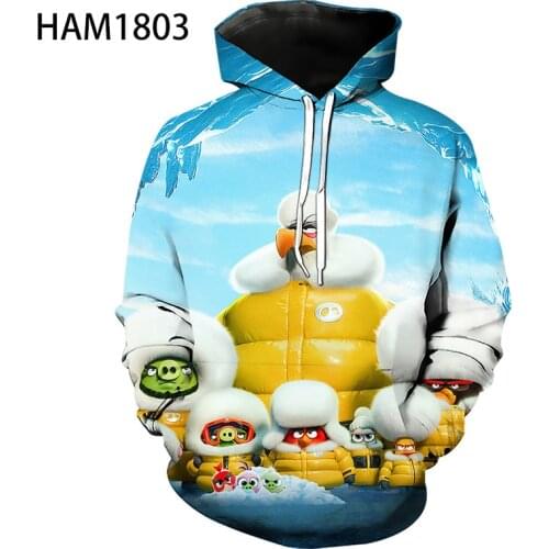 Angry Birds Movie 2021 Summer New Animation 3D Hoodie Mens and Womens Sweatshirt Street Style Childrens Cool Sweatshirt