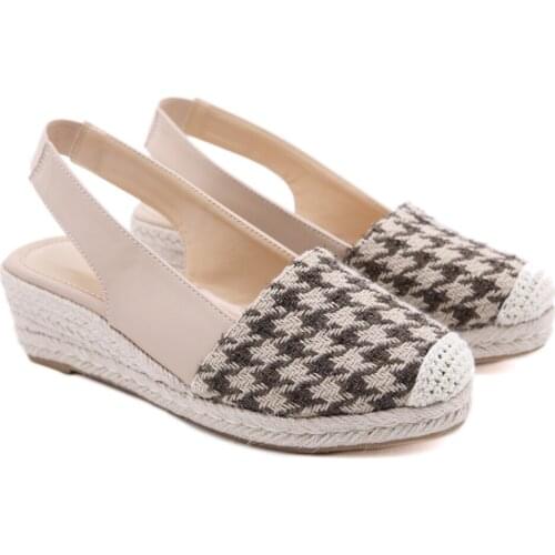 New Womens Sandals Woven Shoes Large SizeCasual Round head SandalsWomens Sandals Solid Color Woven Womens Shoes Strap Sandals