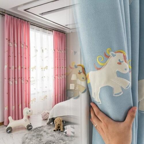 New Childrens Cartoon Embroidered Blackout Curtains Fashionable Simple Modern Style Living Room Bedroom Curtains