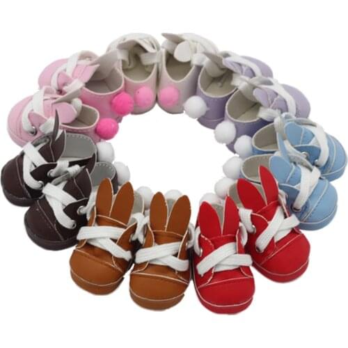 7Pcs/Lot Random 7 Pairs 14.5-Inch Rabbit Tail Doll Shoes for 1/6 BJD 20cm Plush EXO Dolls Toy Shoes Accessories Free Shipping