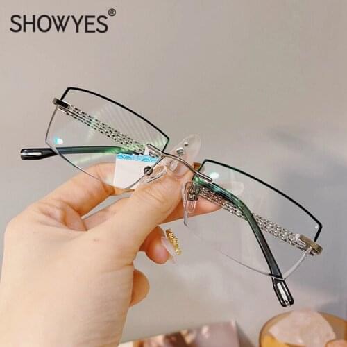 New Business Rimless Reading Glasses Men Transparent Diamond Cutting Frameless Computer Glasses Presbyopia Reader Spectacles