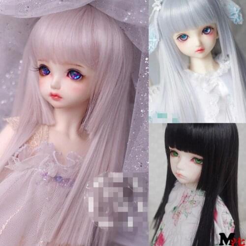 BJD Doll Wig suitable for 1-3 1-4 1-6 size mixed color long straight bangs doll accessories
