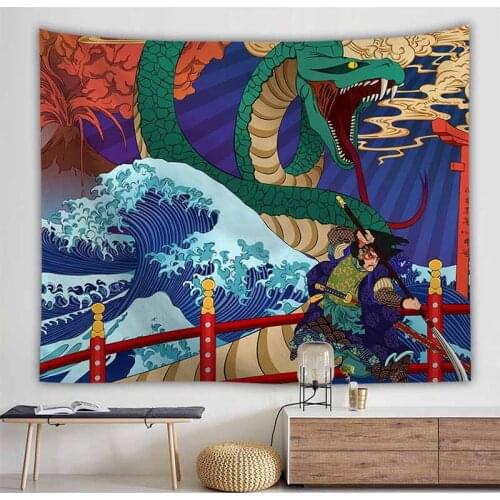 Retro Japanese-style Wave Tapestry Wall Hanging Farm Bar Home Dorm Art Decor Photography Backdrop Cloth Hippie Tapestry Blanket
