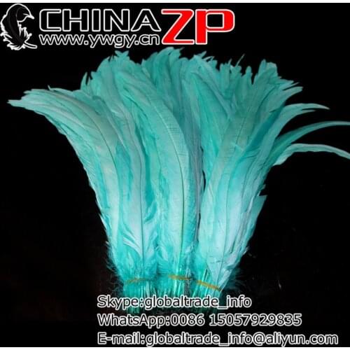 Made in CHINAZP Factory 100pieces/color/lot Selected Quality Dyed Turquoise Rooster Tail Feathers for DIY Decorations