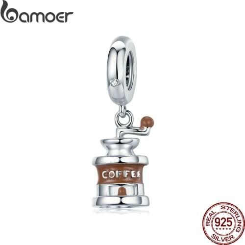 Bamoer Pendant Charm for Original Bracelet or Necklace 925 Sterling Silver Enamel Coffee Grinder Design 2020 New Fashion BSC170
