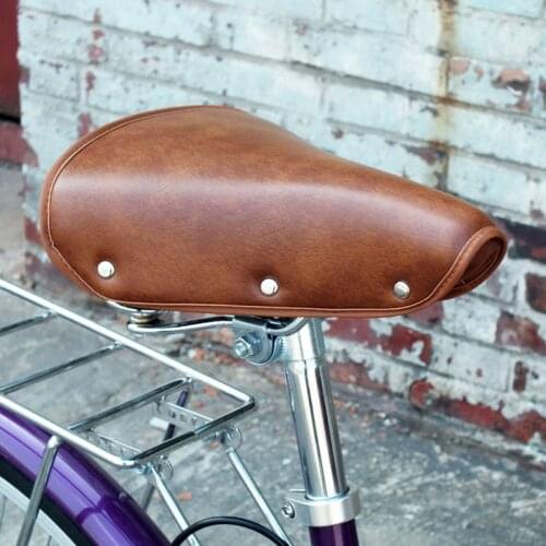 Retro Bicycle Seat Saddle PU Leather Comfortable Thickening Cushion Spring Seat Brown Road Bike Parts Accessories