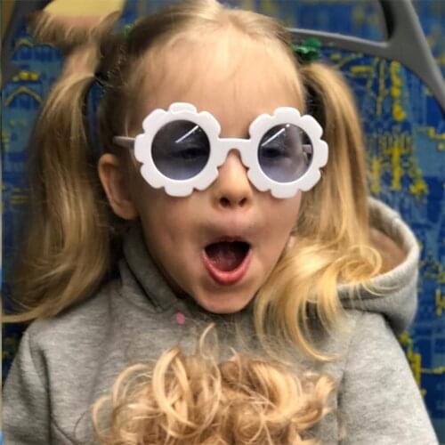 Vintage kids Sunglasses Child SunFlower Round Sun Glasses outdoor play travel Girls Boys Cute Shades UV400 Eyewear Oculos De Sol