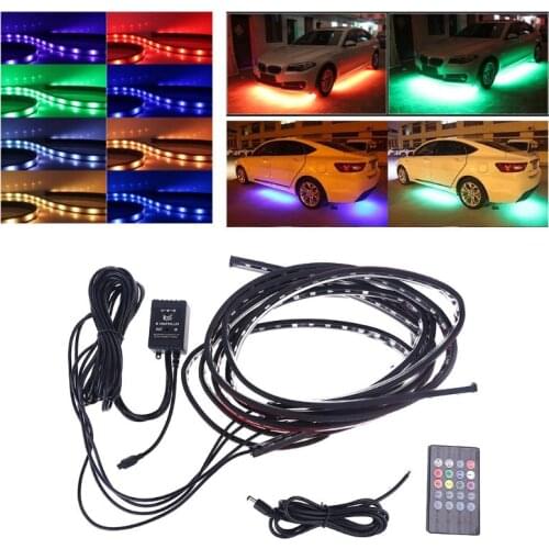 RGB LED Strip Under Car Tube Underbody Underglow Glow System Neon Light Remote