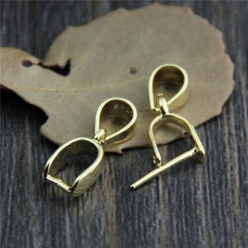 100% 925 Sterling Silver Pendant Clip Clasps Connector Gold Color Ornament Jades Clasp Hooks DIY Fine Jewelry Making Accessories