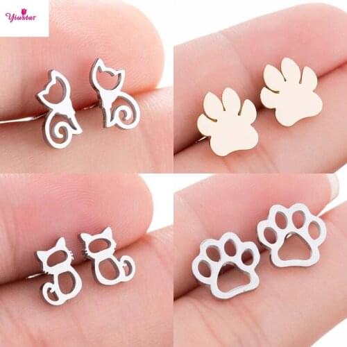 Gothic Punk Womens Geometric Earrings Cartoon Anime Stainless Steel Animal Cute Cat Earrings Boho 2020 Womens Jewelry Gifts