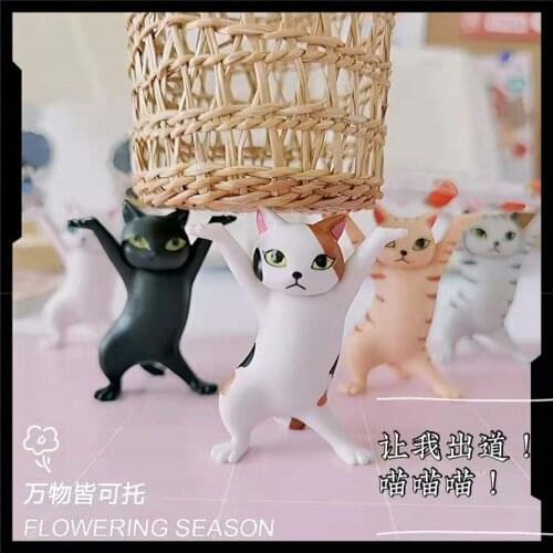 ZOCDOU Lift Cat Small Statue Doll Toy Figurine Garden Home Car Desk Crafts Miniatures Decor Ornament Decoration