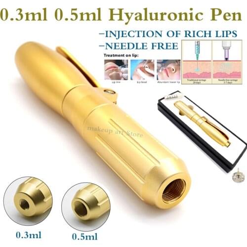 0.5ML 0.3ML gold hialuron pen Needle free Atomizer Hyaluronic Acid pen lip filler Gun Wrinkle Removal meso hyaluronique acid pen