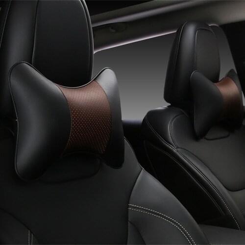 2 Pieces Car Brown Seat Head Neck Rest Safety Cushion Support Pillow Headrest Pad Pillows