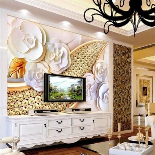 Beibehang Custom 3d wallpaper murals high diamond flower jewelry wall paper sofa living room bedroom dining room TV backdrop