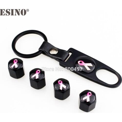 40 x Car Styling Stainless Steel Zinc Alloy Wheel Tire Valve Stems Caps AIDS Logo Sign Universal Fit With Mini Wrench Key Chain