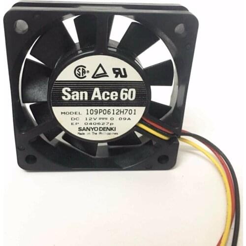 5PCS New Sanyo Denki 6015 60MM 109P0612H701 DC12V 0.09A 60*60*15MM Cooling fan For Server Computer case with 3wires