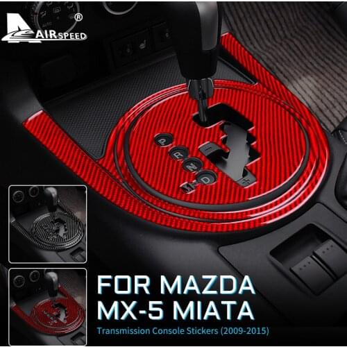 AIRSPEED Carbon Fiber for Mazda MX 5 Miata 2009-2015 Accessories Interior Trim Car Gear Shift Panel Transmission Console Cover