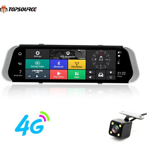 TOPSOURCE Car DVR 10" 3G/4G Dual lens Android Rear View Mirror DVR 1080P Video Recorder Dash cam ADAS GPS WIFI Smart Car Camera