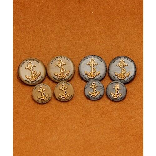 Free shipping 10pcs/lot Delicate decorative metal core resin coat buttons fashion special craft button Anchor buttons 18mm 25mm
