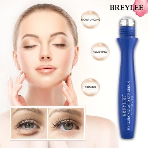 BREYLEE Hyaluronic Acid Eye Serum Eye Roller Massage Anti-Puffiness Eye Bags Fine Lines Moisturizing Dry Skin Care Cream 15ml