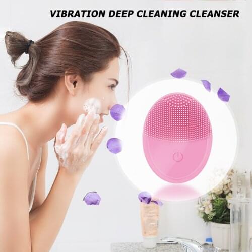 Mini Electric Face Cleaing Brush Silicone Deep Washing Massager Cleaner Ultrasonic Vibration Pore Washing Massager Washing