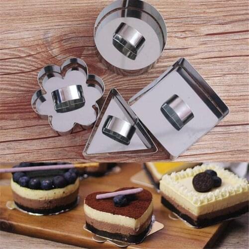5 Shape Stainless Steel Mousse Cake Ring Mold Slicer Cooking Ring Mould For Mousse Pastry Fluffy Pancake Salad Baking Tips Tools