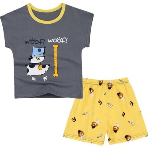 Kids Clothing Sets Summer Tee Tops Sleeveless Cotton T-shirt Vest + Shorts Pants Cartoon Children Clothing Suits for Boys Girls