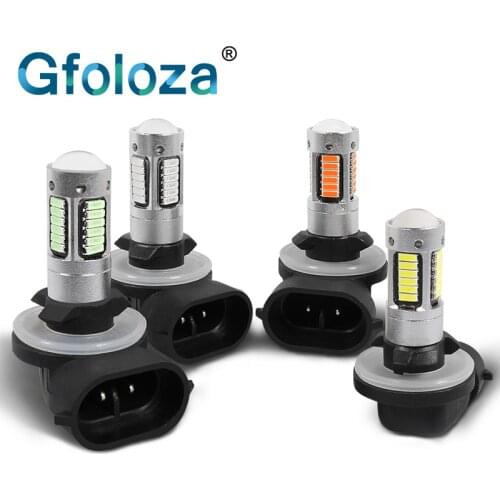 Gfoloza 2Pcs H27 881 H27W/2 LED Car Fog Light Bulb 4014 -30SMD Auto Driving Fog Lamp DRL White Yellow 12V