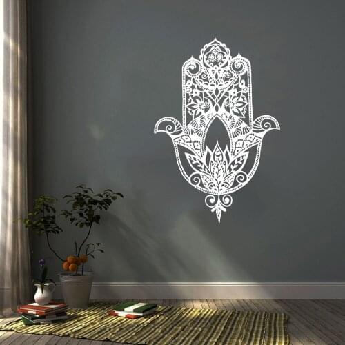 Hamsa Hand Silhouette Wall Decal For Bedroom Living Room Wall Art Mandala Mural Vinyl Sticker Yoga Decor Vinilos Parede DW6703