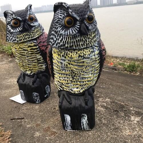 Simulated Owl Shaped Garden Statue Rotating Head with Bearing Shaft Plastic Outdoor Hunting Decoy Garden Scene Decor Ornament