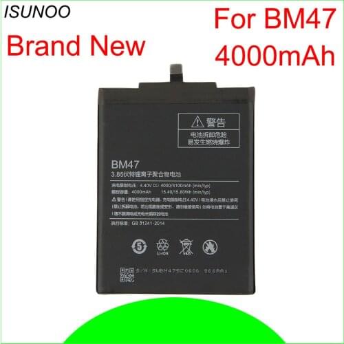 ISUNOO 10pcs/lot 4000mAh BM47 Battery For Xiaomi Redmi 3S Redmi 3X Redmi 4X Hongmi 3 S Redrice Hongmi 3 Bateria
