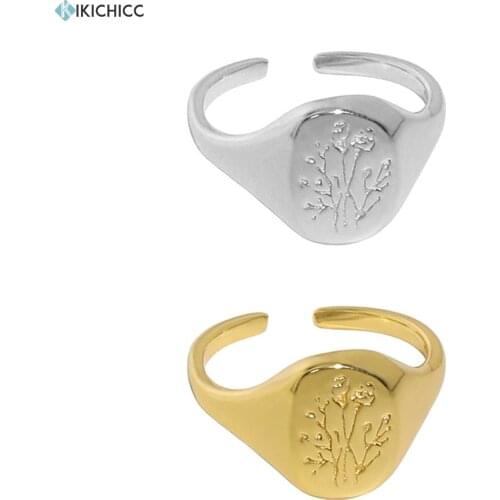 KIKICHICC 925 Sterling Silver Gold Plain Tree Resizable Rings Adjustable Ring Fine Jewelry 2021 Women Fashion Jewelry Round