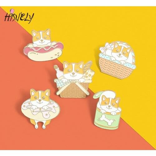 Creative wings cute puppy brooch animal dog brooch swimming ring selling cute hot dog clothes buckle badge