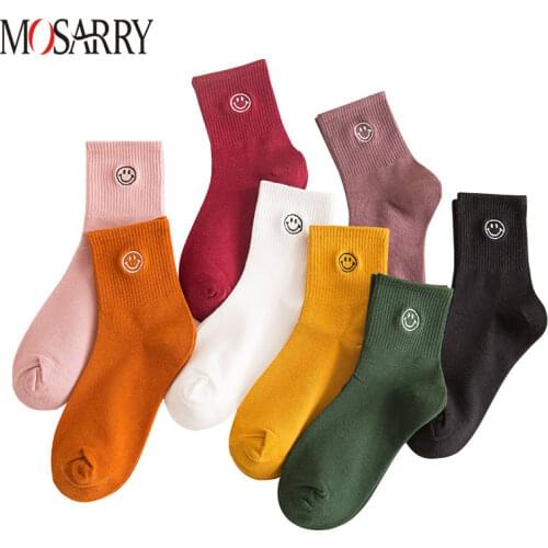 Summer Women Socks Cartoon Smiley Face Comfortable Funny Harajuku Kawaii Cute Happy Streetwear Girls Socks