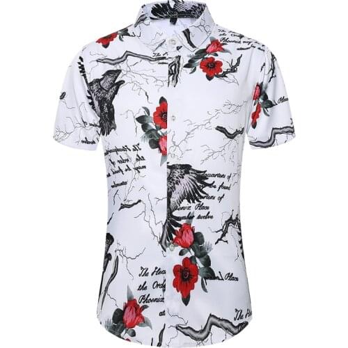 45KG-105KG Summer New Soft CoolFloral Printed Casual Regular Fit Short Sleeve Shirts 4XL 5XL