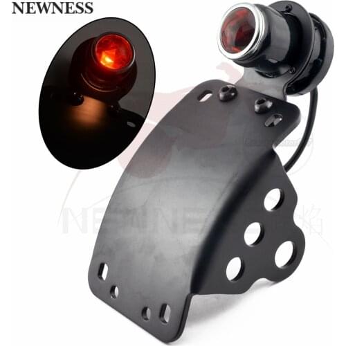 Motorcycle Rear Side Mount Taillight Integrated License Number Plate Bracket For Harley Sportsters Bobber Chopper