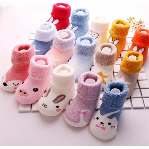 5 Pairs Cute Cartoon Newborn Baby Socks calcetines Kids Baby Girls Boys Anti-Slip Winter Warm Socks Slipper Shoes Boots meias