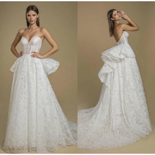 New Beach Wedding Dresses Sweetheart A Line Lace Appliqued Bohemian Bridal Gowns Custom Made Garden Vestido De Noiva Backless
