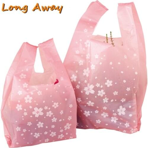 100 Pcs Cherry Sakura Flower Disposable Vest Food Storage Seal Bag Saver Wrap Plastic Bags Keep Fresh Up Home